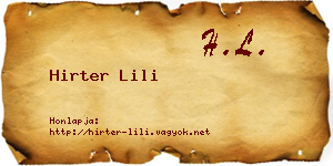 Hirter Lili névjegykártya